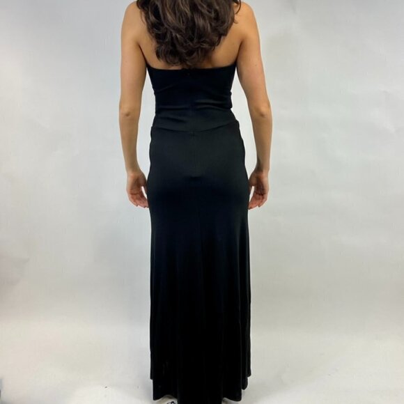 Nicole Miller New York Black Ruched V-Neck Long Dress Gown, 2 - Picture 8 of 11